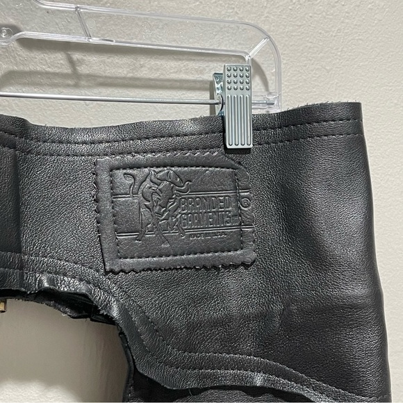 Vintage BRANDED GARMENT INC Motorcycle Leather Riding Biker Chaps Made In USA XL - Picture 8 of 9